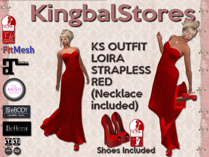 150 KS OUTFIT LOIRA STRAPLESS GOWN RED