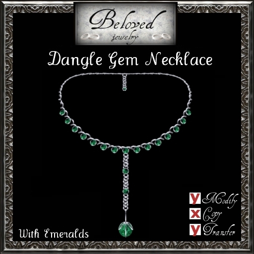 Beloved Jewelry : Dangle Gem Necklace (Emerald)