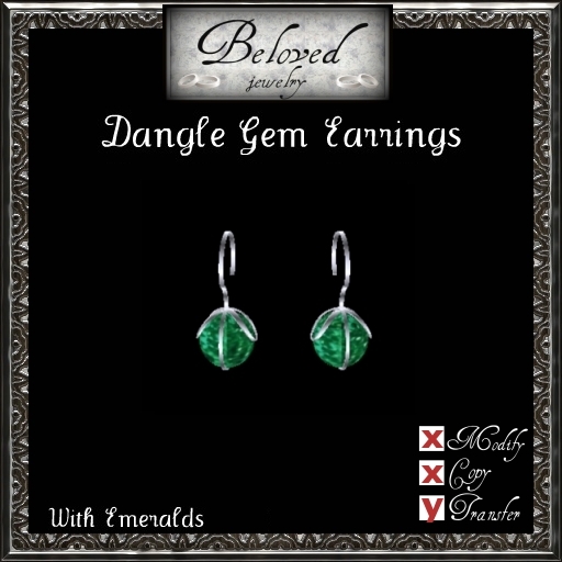 Beloved Jewelry : Dangle Gem Earrings (Emerald)