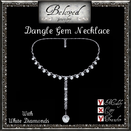Beloved Jewelry : Dangle Gem Necklace (White Diamond)