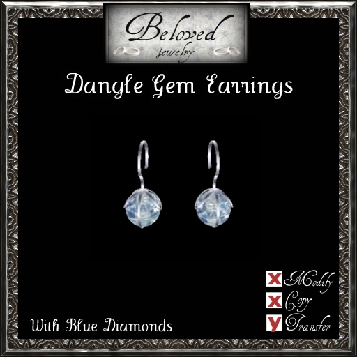 Beloved Jewelry : Dangle Gem Earrings (Blue Diamond)