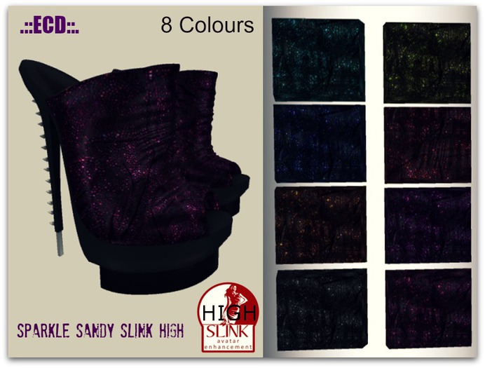 .::ECD::.Sparkle Sandy Slink High Mules