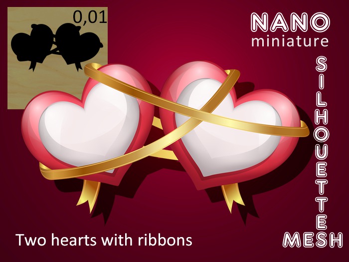 Mesh Silhouettes * Nano - Two Hearts with Ribbons