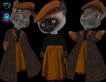 Dinkie Brown Embossed Leather Coat Set