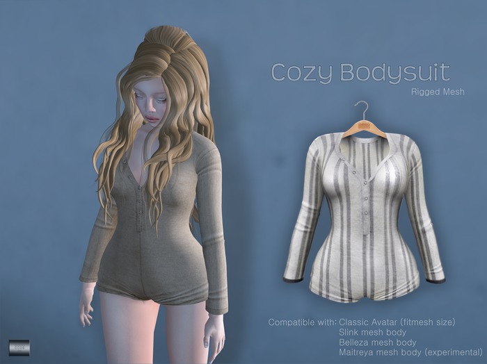 Cozy Bodysuit "Stripey" (classic avatar & mesh bodies) - even.flow