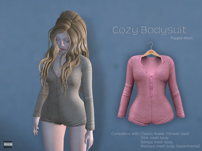 Cozy Bodysuit "Baby pink" (classic avatar & mesh bodies) - even.flow