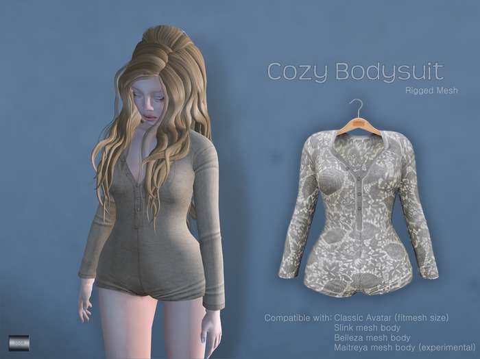 Cozy Bodysuit "Dark lacey" (classic avatar & mesh bodies) - even.flow