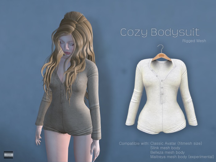 Cozy Bodysuit "White" (classic avatar & mesh bodies) - even.flow