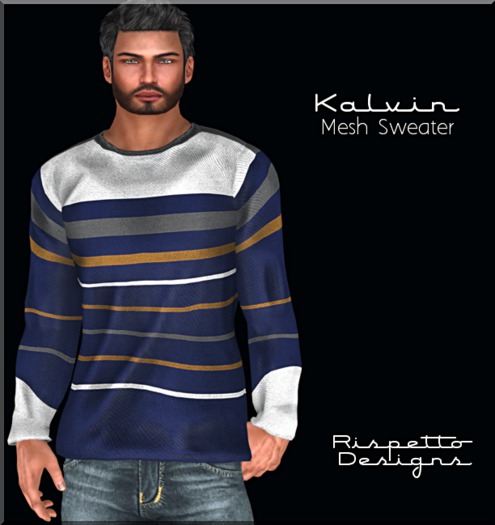 Rispetto Designs - Kalvin MESH Sweater - Blue/Gold