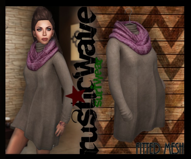 // RusticWave // Dalila Dress w/Scarf - CreamRose (Fitted Mesh)