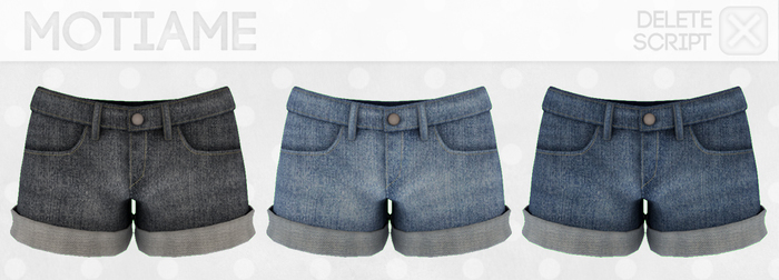 [MotiAme] Low Rise Denim Shorts - Fatpack