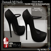 C&F MaryJane Damask Heels- Black - Slink High & Maitreya