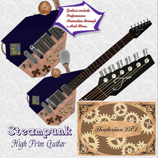 Thadovian Steampunk Guitar - Blue