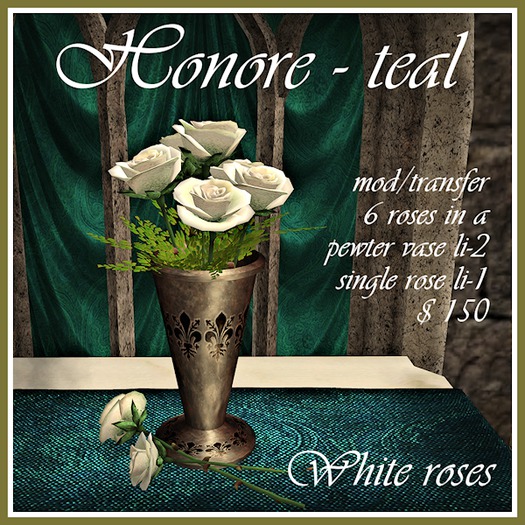 *K* Honore-Teal-White Roses (boxed)