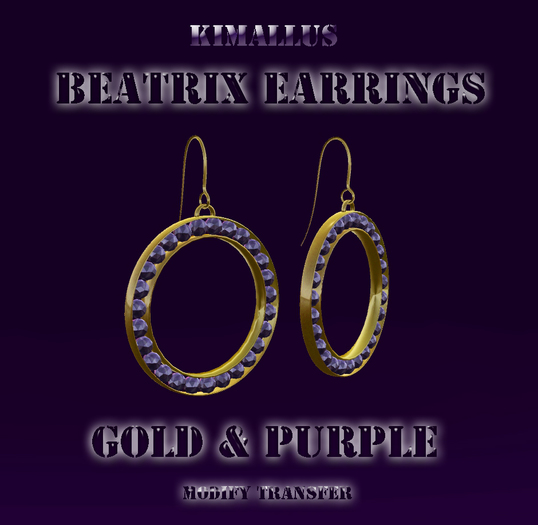 Beatrix Earrings Gold & Purple