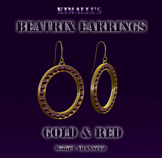 Beatrix Earrings Gold & Red