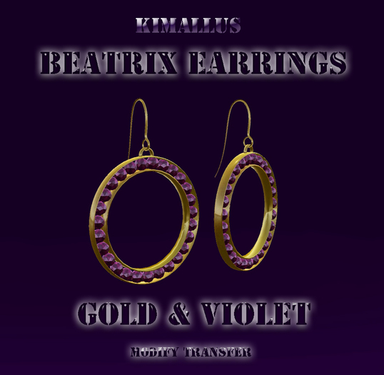Beatrix Earrings Gold & Violet