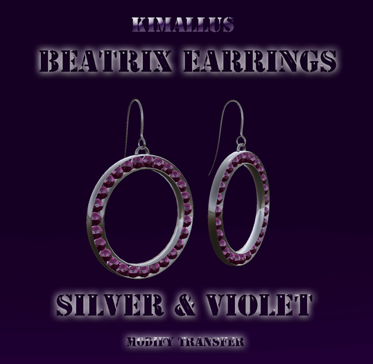 Beatrix Earrings Silver & Violet