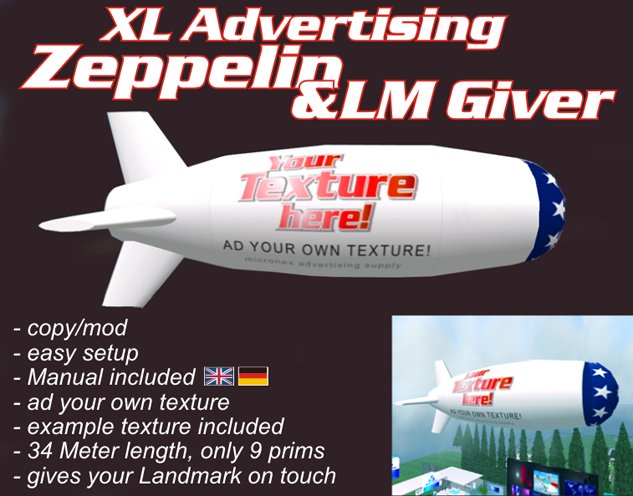 XL Advertising Zeppelin & Landmark Giver / Blimp / Adboard
