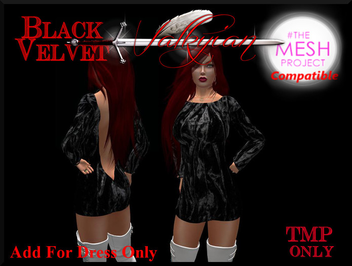 ~Valkyrian~ Long Sleeve Backless Mini Dress (Black Velvet) #TMP(