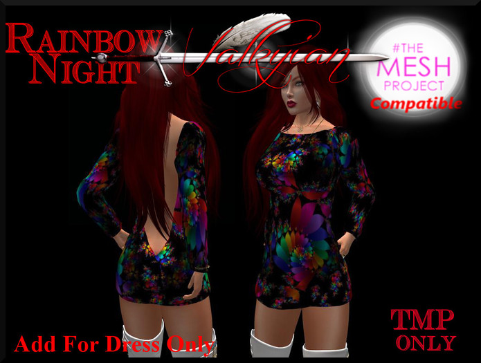 ~Valkyrian~ Long Sleeve Backless Mini Dress (Rainbow night) #TMP