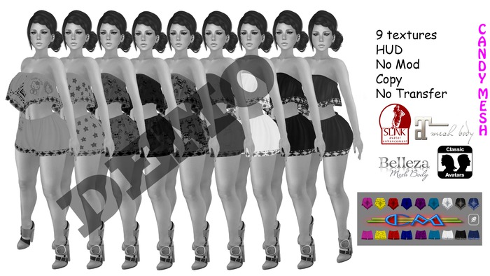 .:: CM ::. Strapless Crop Top and Shorts DEMO