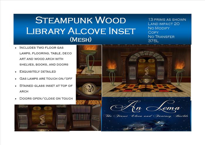 Steampunk Wood Library Alcove Inset