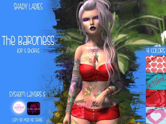 Shady Ladies- The Baroness Top & Shorts