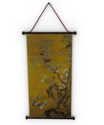Oriental Wall Scroll Birds in Tree Picture for home