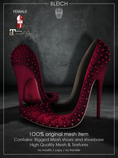 Bleich - Mesh Spike Heels - Red