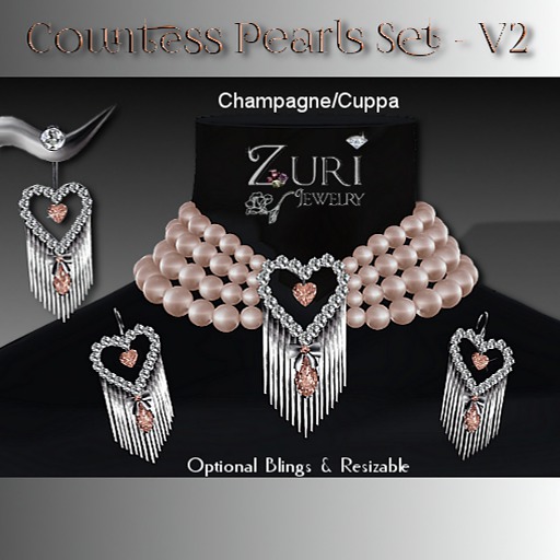 Zuri Rayna~ Countess Pearls Set V2~Champagne/Cuppa