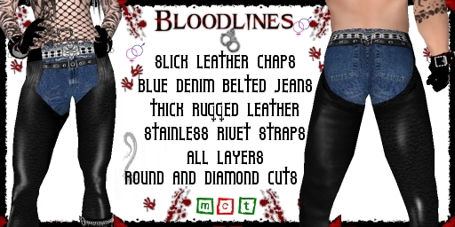 (BL) Blue Denim Leather Chaps