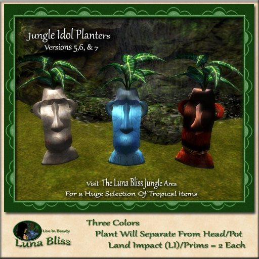 Jungle Idol Planters - Versions 5,6, & 7 - For Rainforest Or Tropical Environments