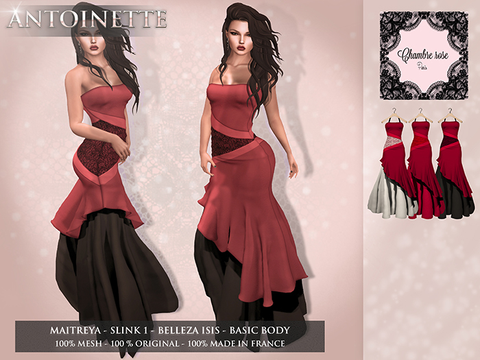 :-:Chambre Rose:-: Antoinette ROUGE/LACE NOIR