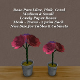Rose Pot Lilac, Pink, Coral Med & Sm