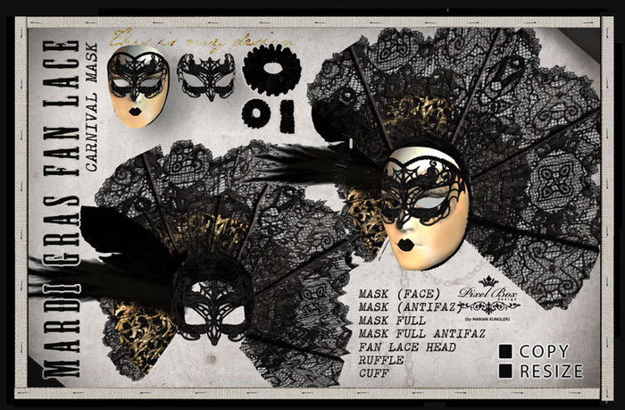 PIXEL BOX - Carnival Fan Lace Mask (box)