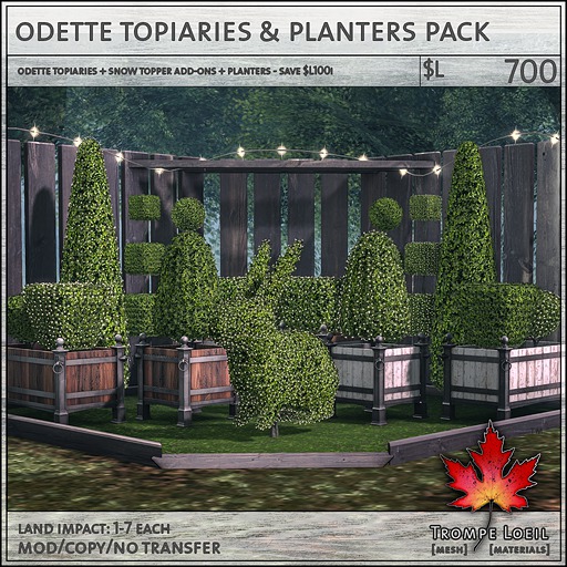 Trompe Loeil - Odette Topiaries & Planters Pack [mesh]