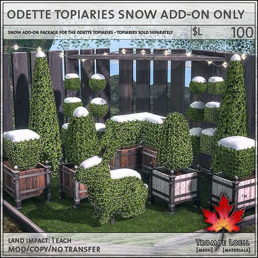 Trompe Loeil - Snow Add-On for the Odette Topiaries [mesh]