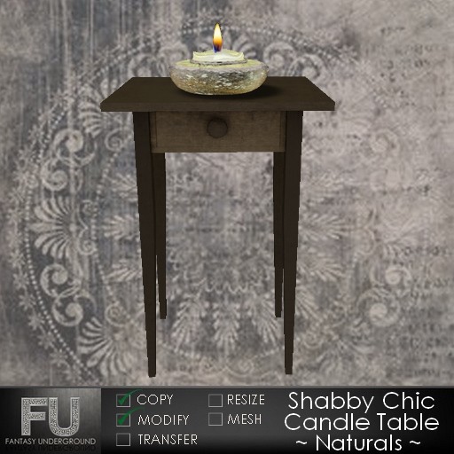 Shabby Chic Rustic Candle Table - Naturals -