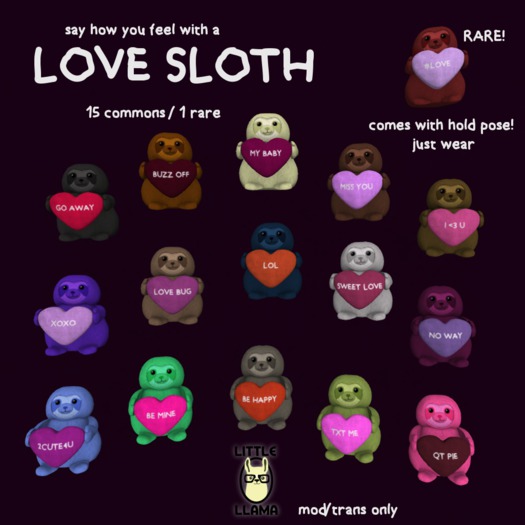 Little Llama - Love Sloth - #Love (BOXED) RARE