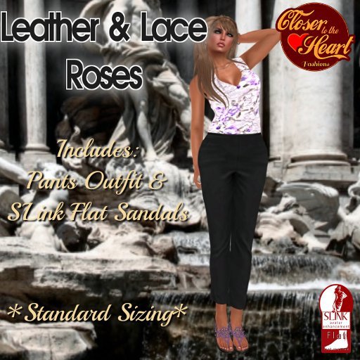 Leather & Lace Roses Outfit- Orchid***