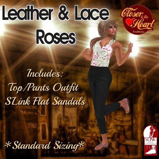 Leather & Lace Roses Outfit-Pink***