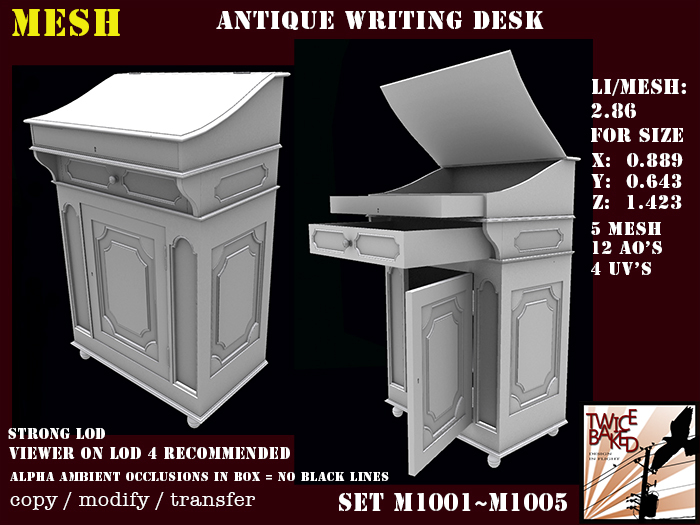 Beautiful antique writing desk M1001 M1005