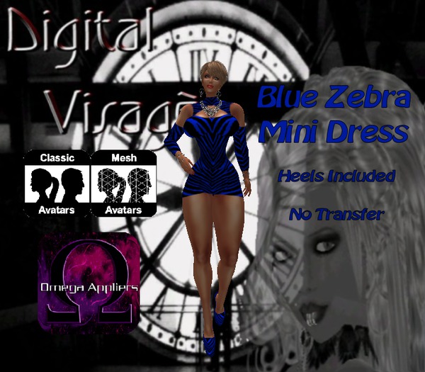 {DV} Blue Zebra Mini Dress