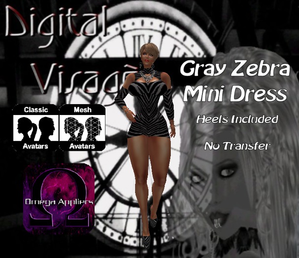 {DV} Gray Zebra Mini Dress