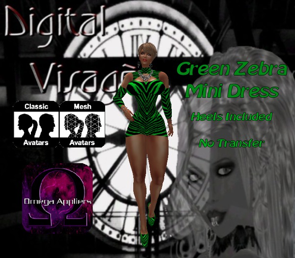 {DV} Green Zebra Mini Dress