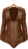 Blueberry - Lida Mesh Leather Bodysuit - Maitreya Lara, Belleza, Slink Physique Hourglass - Tan