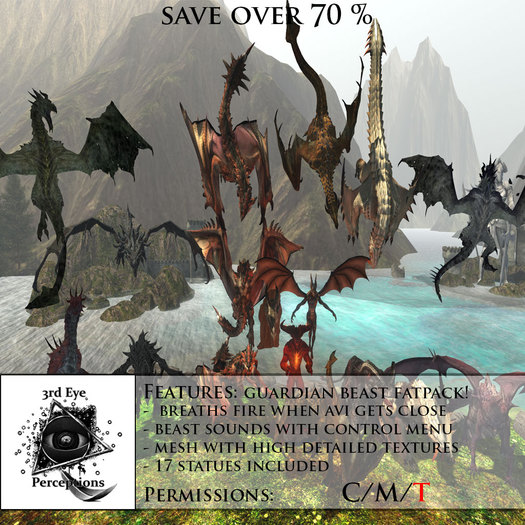 Guardian Fire Breathing Statue Set v1 ( 17 ) ( BOXED )