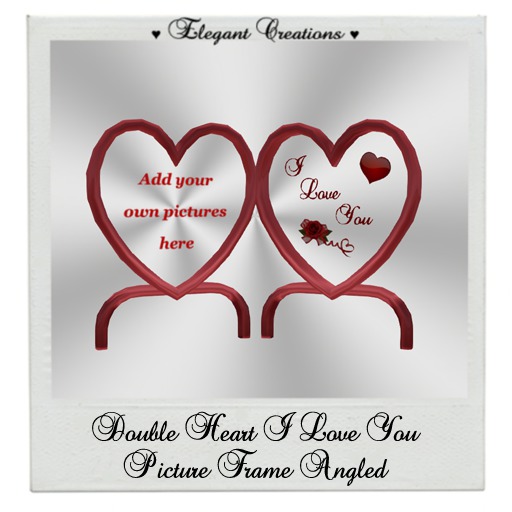 Double Heart Picture Frame angled I Love You