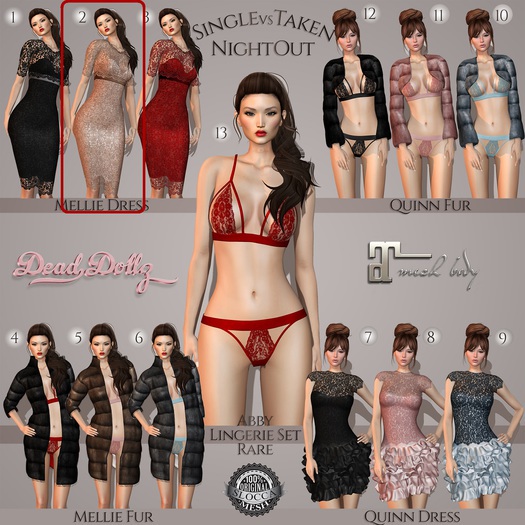 12. Dead Dollz - Quinn Fur - Black - Single Outfit 